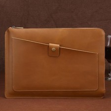 Universal Genuine Leather Business Zipper Laptop Tablet Bag For 12 inch and picture