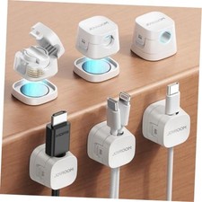 6-Pack Detachable Magnetic Cord Organizer, Adhesive Cable Clips | Auto White picture