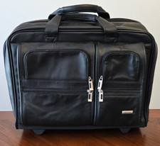 Solo Rolling Leather Laptop Briefcase Carry-On Business Case Fits 15.6