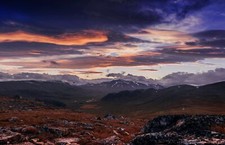 Landscape nature valley mountains clouds sunset snowy Custom Gaming Mat Desk picture