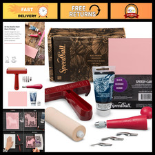 Block Printing Starter Kit - Ink, Brayer, Lino Handle, Cutters, Speedy-Carve Too picture