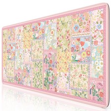 Pink Desk Mat for Keyboard and Mouse, Large Mouse Pad, Floral Desk Pad, Anti-... picture