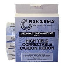 5 packs Nakajima AE-500 AE700 Correctable Carbon Ribbons Typewriter Ink NOS picture