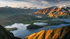 Landscape mountains snowy mountain lake sunset water Custom Gaming Mat Desk picture