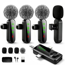 Gicorino 4 Packs Wireless Lavalier Microphone for 2, Black picture