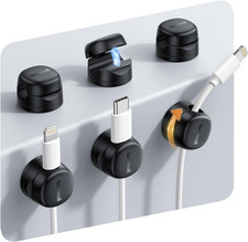 Magnetic Cord Organizer Clips 6 Pack, 360° Rotating Base, Adhesive Cable Holders picture