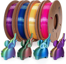 Filamento 3d pla seda tricolor 175mm set 4 bobinas multicolor rojo azul verde picture