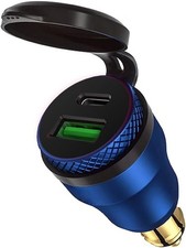 Aluminum 30W Power Delivery DIN Power Plug Charger to USB C and Quick blue picture