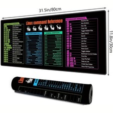 1pc Large Linux Command Reference Keyboard & Mouse Pad with Non-Slip Base, Sti picture