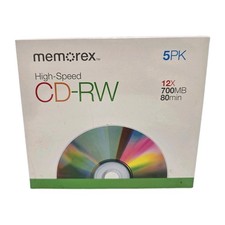 NEW SEALED MEMOREX HIGH SPEED CD-RW 5 PACK 12X 700MB 80 MIN REWRITABLE  picture
