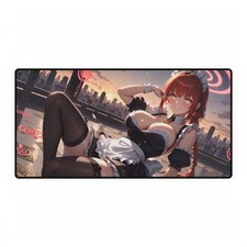 Red-Haired Girl Anime Desk Mat Lady Waifu Mouse Pad Aesthetic XL Keyboard Mat picture