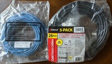 Lot of 2 - Brand New CAT6 RJ45 Networking Cables - 25ft (Black) + 20ft (Blue) picture