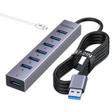 Aluminum Alloy 8 Port USB Hub Long Cable USB Splitter with 7-USB3.0 Data Port... picture