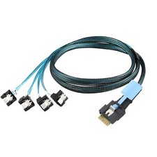 PCIe Slimline SAS SFF-8654 4i 38Pin to 4 SATA 90° Angled Cable Assembly picture