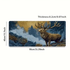 A Large Gaming Mouse Pad Featuring an Elegant Golden Deer Design in a Forest, picture