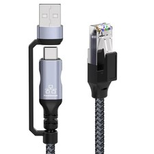 1.8m USB-A & USB-C to RJ45 Ethernet Cable 100Mbps for Laptops Phones Tablets picture
