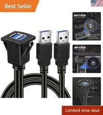 Versatile Dual USB 3.0 Extension Cable with Buckle for Cars, Trucks & More - 1ft picture