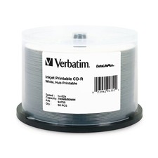 Verbatim 94755 CD-R 52X DataLifePlus White Inkjet Hub Printable 50 Pack Spindle picture