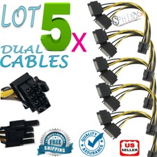 5 PCS Dual SATA to PCI-E Power Cable 15Pin SATA to 8 pin  Video Card Power Wire picture