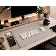 Wireless Charging Desk Mat Gray | 15W Fast Charger | Dual-Sided Design picture