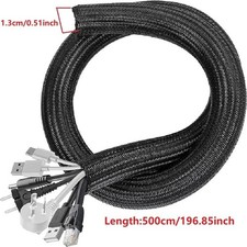 Braided Cable Sleeve PET Nylon Wrapping Wire Protector Casing Desk PC TV Cord picture