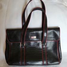Chaps Black Faux Crocodile Embossed Laptop/Briefcase Padded  W Inner Pockets picture