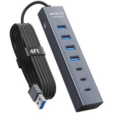 4Ft 7-Port USB 3.0 Hub - 4 USB-A & 3 USB-C Aluminum picture