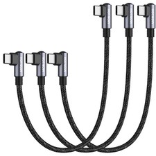 USB C to C Cable Right Angle 1ft 3Pack, 12inch PD 65W 1FT, Black picture