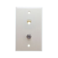 LEVITON 40259-A 1-GANG TELEPHONE & CABLE WALL-PLATE, RJ11 + RG6, ALMOND picture