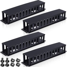 2 Pcs 2u 19 Inch Horizontal Cable Management Panel, 12 Slot Rack Cable Organi... picture