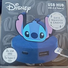 Disney Stitch 3 Port USB Hub - USB-A & Type-C -Data Transfer And Charge picture