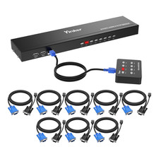 1U Rackmount KVM Console VGA 8 Port + 8 KVM Cables, 8X1 USB VGA KVM Switch + 4 picture
