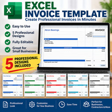 Excel Invoice Template Small Business Billing Professional Invoices 5 Designs picture