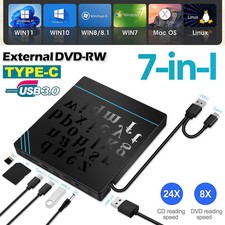 Slim External CD/DVD Drive USB 3.0 Player Burner Reader for Laptop PC Mac HP picture