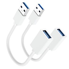 Short USB Extension Cable 6 inch 2-Pack White, 5Gbps USB 3.0 Extender Cable Male picture