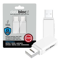 Eyebloc USB A Data Blocker Adapter - Secure Charging to Prevent 2 Pack, White picture