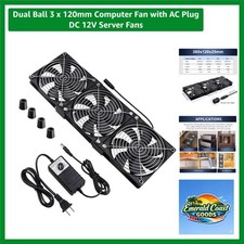 Dual Ball 3 x 120mm Computer Fan with AC Plug DC 12V Server Fans picture