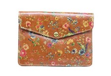Patricia Nash Heritage Tan Prairie Rose Leather Clutch Case for iPad Mini picture