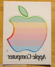 NEW Original 1980s APPLE Computer Rainbow Logo Window Cling DECAL Reusable NICE picture