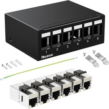 Patch Panel 6 Port with 6Pcs Cat6A Keystone Jack【Ec Listed】 Shielded No Rust and picture