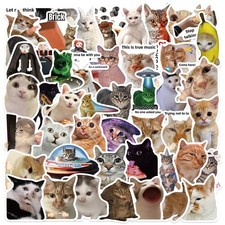 Loerykt 50pcs Cat Meme Stickers, Funny Stickers for Journaling Meme-cat picture