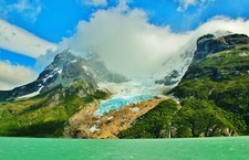 Landscape lake glacier mountains chile forest cliff Custom Gaming Mat Desk picture