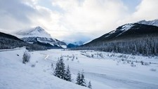 Landscape mountains winter nature trees cold snowy Custom Gaming Mat Desk picture