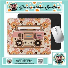 Mouse Pad Boombox Vintage Retro Music Flower Power Anti Slip Back Easy Clean picture