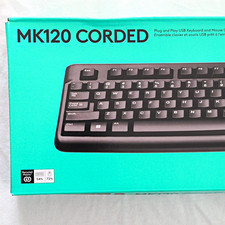 Logitech MK120 Wired USB Keyboard Mouse Combo Plug & Play Spill Resistant Black picture