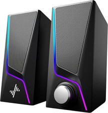 Computer Speakers with 6 Lighting Modes, Hi-Fi Stereo, USB Powered, Dual Bass picture
