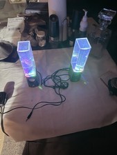 LED Dancing Water Speakers Light Show Music Reactive USB AUX Tested Working Pair picture