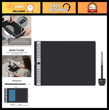 Large Drawing Tablet with 8 Custom Express Keys, Pressure Sensitivity, USB-C Con picture