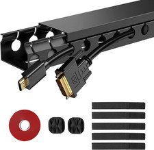 Cable Raceway 31in Wire Covers Under Desk Cable Management Kit 2 Pack Black picture