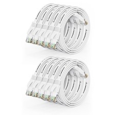 10 PCS Cat 6 Ethernet Cable 1.5ft Flat Internet Network Patch White LAN RJ45 picture